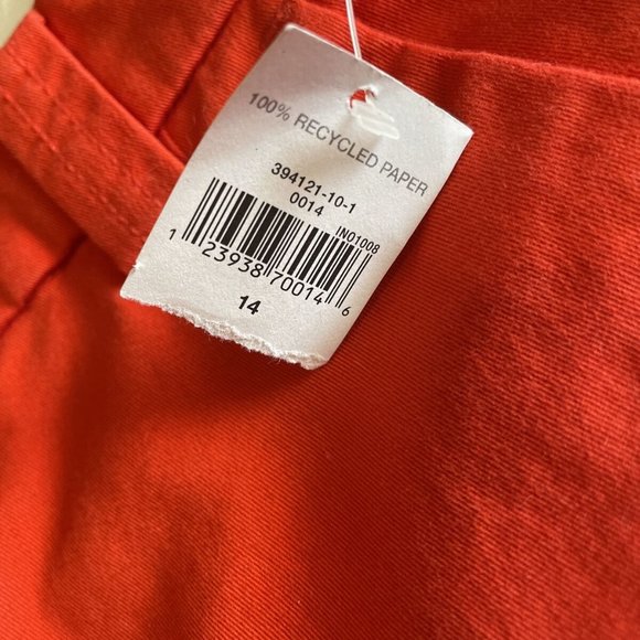 Gap Pants Size 14 Vintage Rolled Crop Red Orange Khaki Stretch - Picture 4 of 6